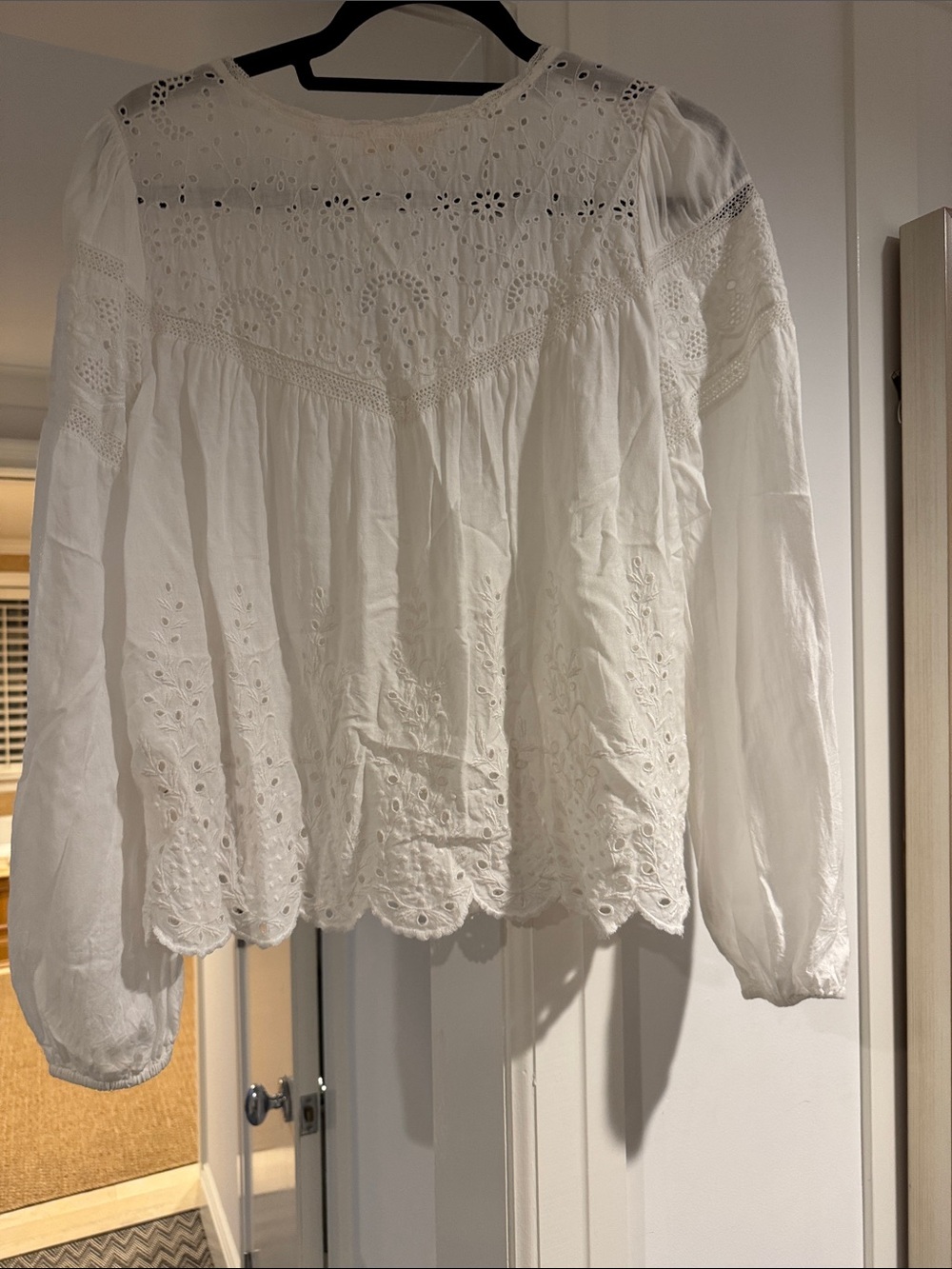 LoveShackFancy White Eyelet Button-Front Blouse - Picture 3 of 7